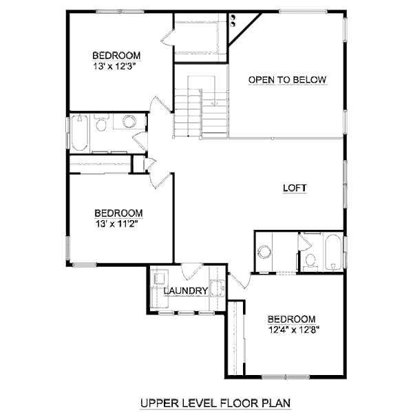 Traditional Floor Plan - Upper Floor Plan #116-264