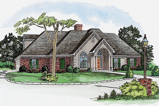 Exterior - Front Elevation for European House Plan #16-149 - 4 bed, 2 bath