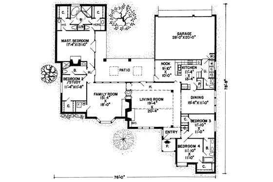 Floor Plan - Main Floor for European House Plan #312-494 - 4 bed, 3 bath