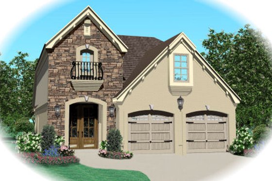 Exterior - Front Elevation for Mediterranean House Plan #81-13621 - 3 bed, 2.5 bath