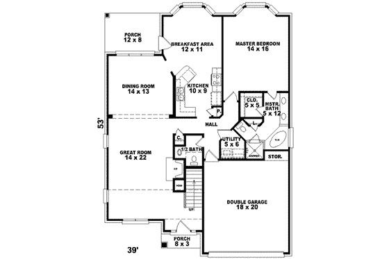 Floor Plan - Main Floor for European House Plan #81-739 - 3 bed, 2.5 bath