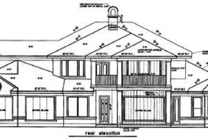 Exterior - Rear Elevation for European House Plan #411-545 - 5 bed, 4.5 bath