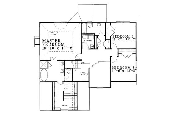 Floor Plan - Upper Floor for Traditional House Plan #30-364 - 3 bed, 2.5 bath