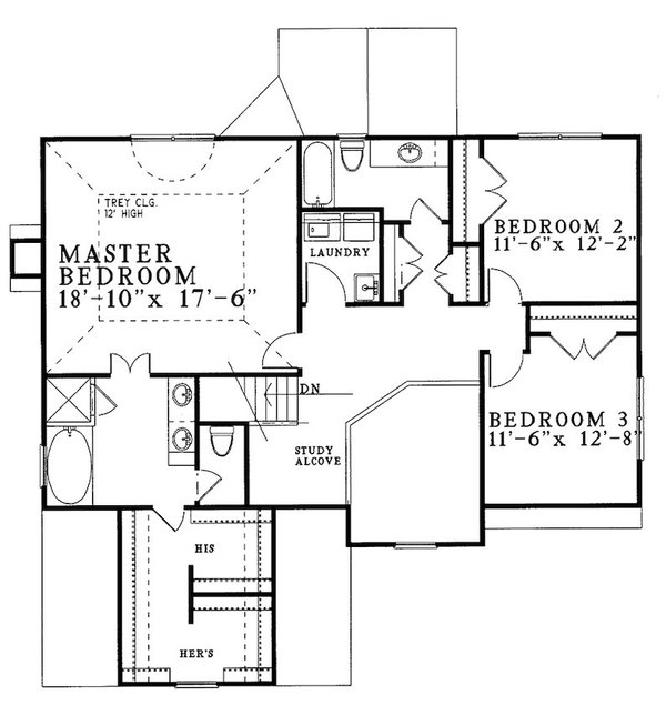 Dream House Plan - Traditional Floor Plan - Upper Floor Plan #30-364