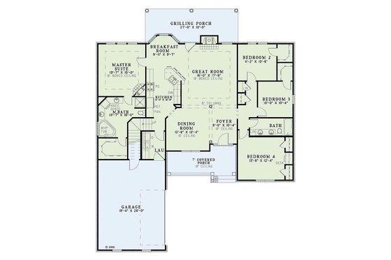 Floor Plan - Main Floor for European House Plan #17-611 - 4 bed, 2 bath