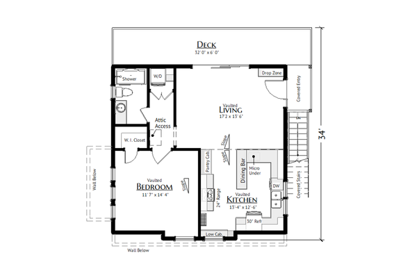 Floor Plan - Upper Floor for Farmhouse House Plan #1099-24 - 1 bed, 1 bath