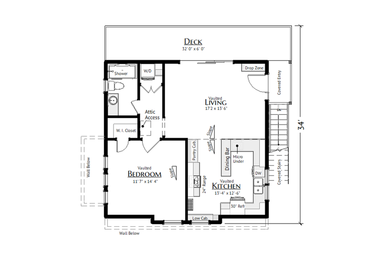 House Plan Design - Floor Plan - Upper Floor for Farmhouse House Plan #1099-24 - 1 bed, 1 bath