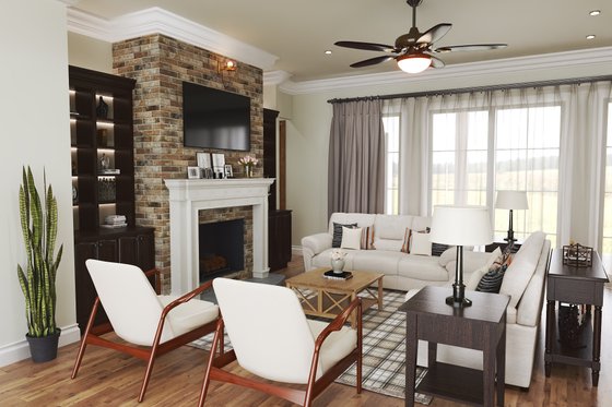 Interior - Family Room 1 for Ranch House Plan #54-564 - 3 bed, 2 bath