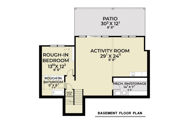 Home Plan - Floor Plan - Lower Floor for Farmhouse House Plan #1070-216 - 3 bed, 2.5 bath