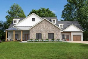 Home Plan - Exterior - Front Elevation for Ranch House Plan #1123-4 - 4 bed, 3.5 bath