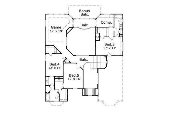 Floor Plan - Upper Floor for Traditional House Plan #411-317 - 5 bed, 4 bath