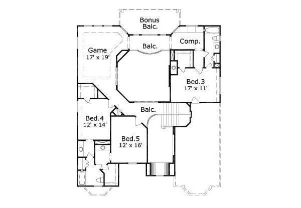 Traditional Floor Plan - Upper Floor Plan #411-317
