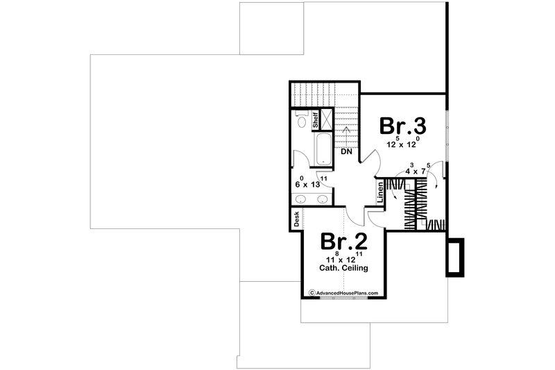 House Design - Floor Plan - Upper Floor for Craftsman House Plan #455-339 - 3 bed, 2.5 bath
