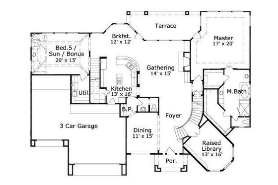 Floor Plan - Main Floor for Traditional House Plan #411-306 - 5 bed, 3.5 bath