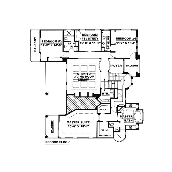 Mediterranean Floor Plan - Upper Floor Plan #27-211