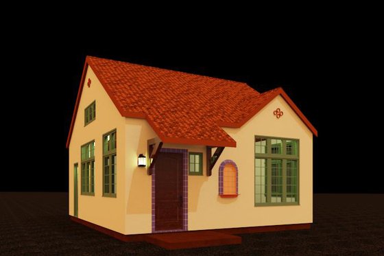 Exterior - Front Elevation for Adobe / Southwestern House Plan #917-39 - 1 bed, 1 bath