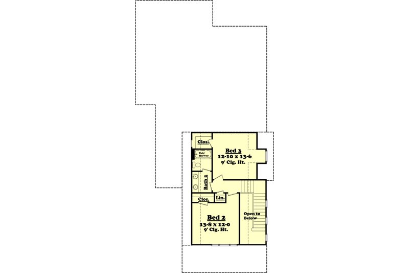 House Design - Floor Plan - Upper Floor for Farmhouse House Plan #430-76 - 3 bed, 2.5 bath