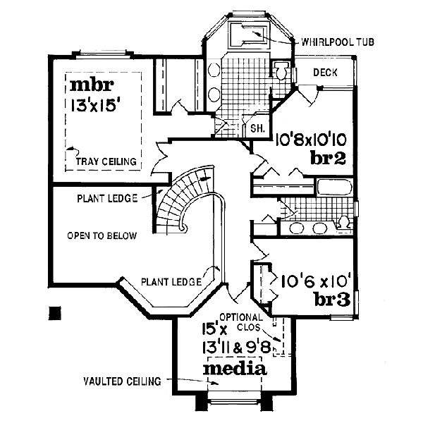 Traditional Floor Plan - Upper Floor Plan #47-301