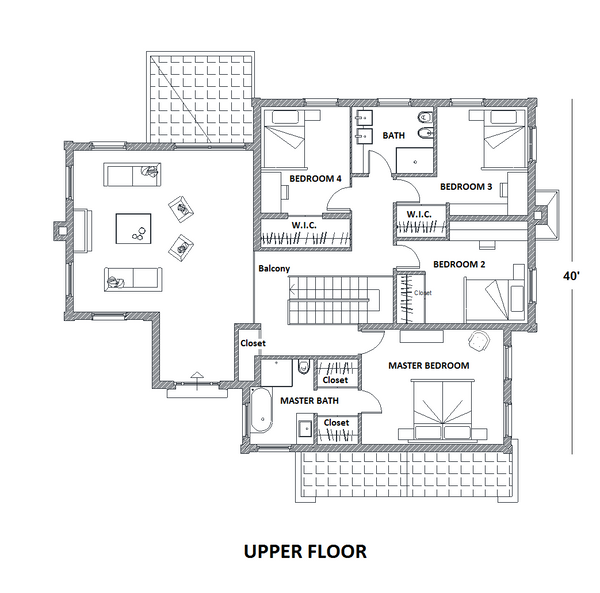 European Floor Plan - Upper Floor Plan #542-15