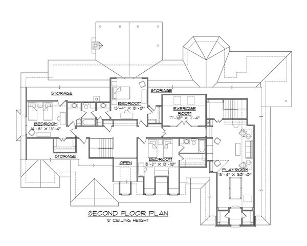 Dream House Plan - European Floor Plan - Upper Floor Plan #1054-56