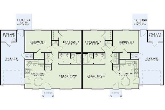 Floor Plan - Main Floor for Traditional House Plan #17-2403 - 2 bed, 1 bath