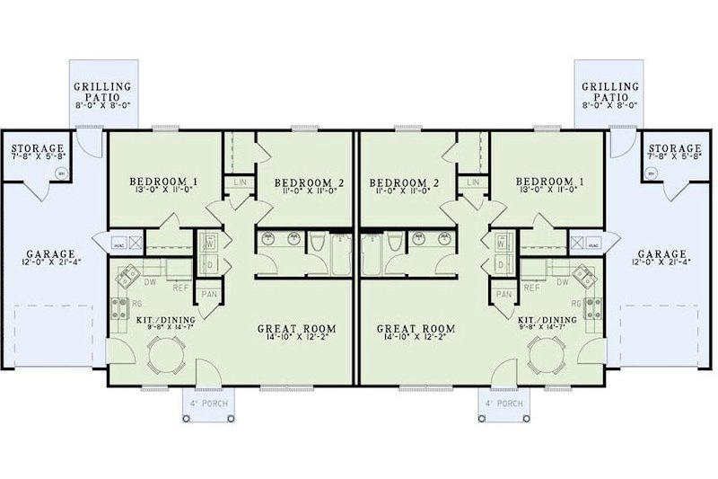 Home Plan - Floor Plan - Main Floor for Traditional House Plan #17-2403 - 2 bed, 1 bath