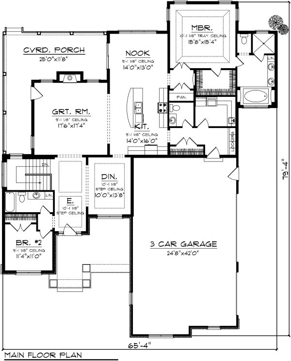 Home Plan - Ranch Floor Plan - Main Floor Plan #70-1136