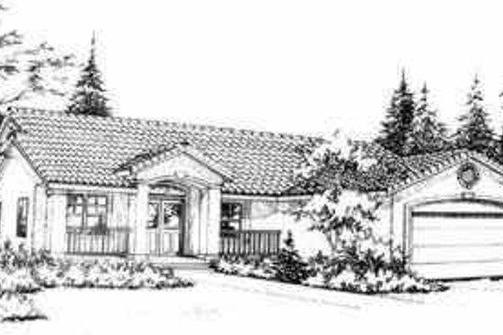 Exterior - Front Elevation for Mediterranean House Plan #78-139 - 4 bed, 2 bath