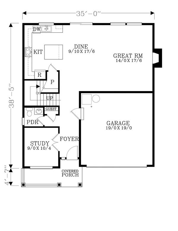 Craftsman Floor Plan - Main Floor Plan #53-505