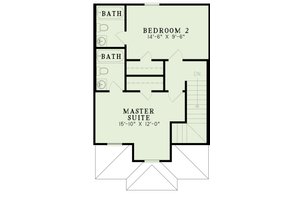 Floor Plan - Upper Floor for Traditional House Plan #17-2044 - 2 bed, 2.5 bath