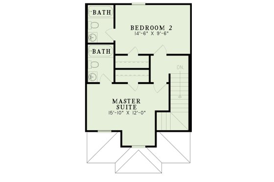 Floor Plan - Upper Floor for Traditional House Plan #17-2044 - 2 bed, 2.5 bath