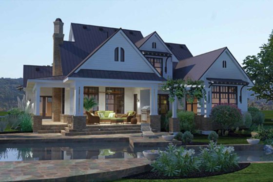 Exterior - Rear Elevation 5 for Farmhouse House Plan #120-195 - 3 bed, 2.5 bath