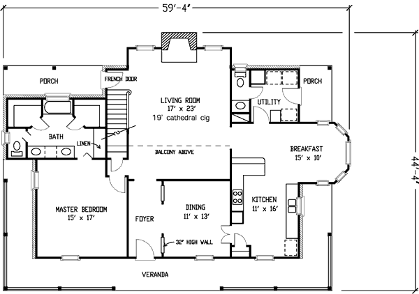 Country Floor Plan - Main Floor Plan #410-127
