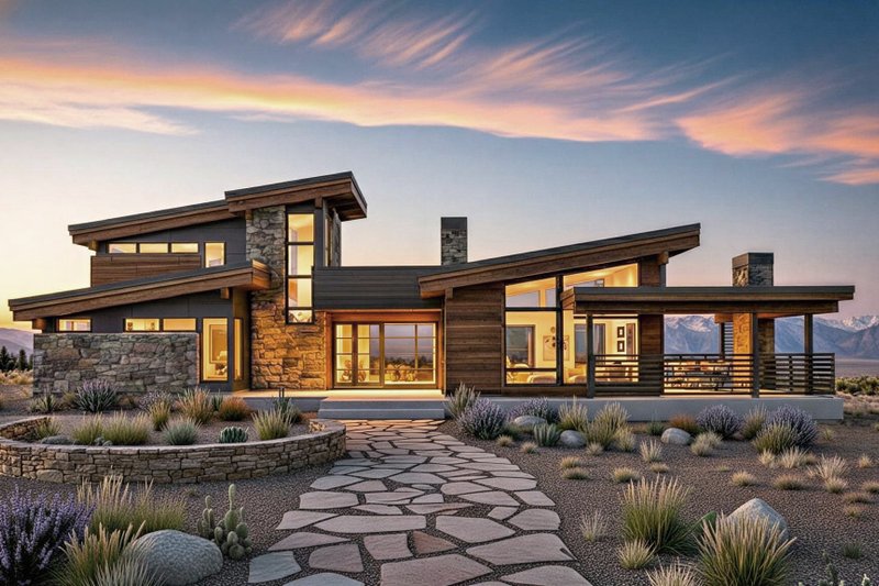 House Blueprint - Contemporary Exterior - Front Elevation Plan #892-39