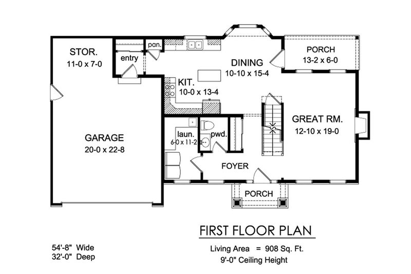 Home Plan - Floor Plan - Main Floor for Traditional House Plan #1010-222 - 3 bed, 2.5 bath