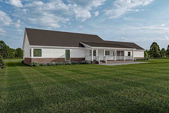 Exterior - Rear Elevation 1 for Ranch House Plan #17-2142 - 3 bed, 2 bath