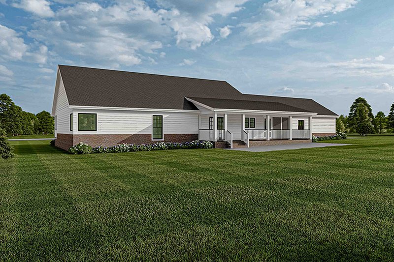 House Plan Design - Exterior - Rear Elevation 1 for Ranch House Plan #17-2142 - 3 bed, 2 bath