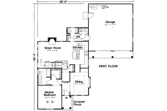 Floor Plan - Main Floor for European House Plan #312-162 - 4 bed, 2.5 bath
