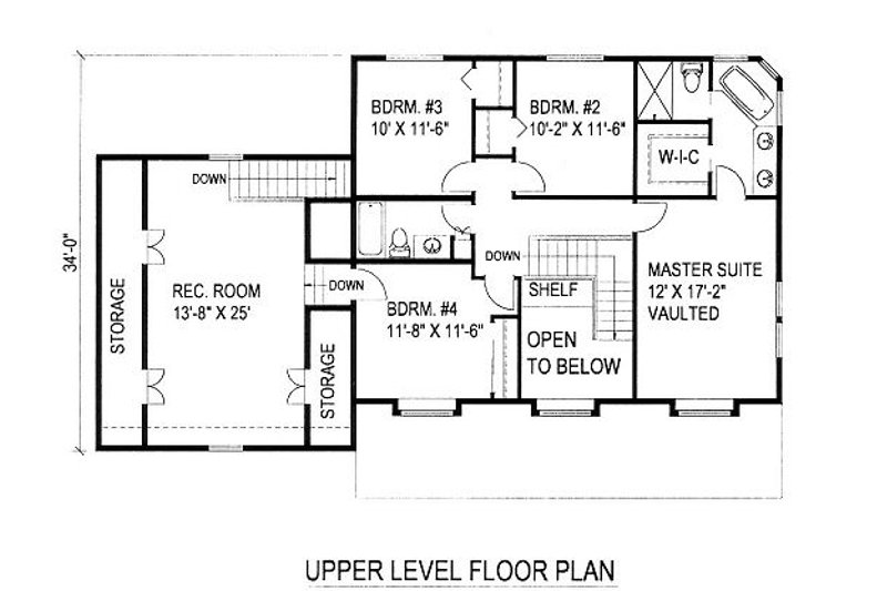 Home Plan - Floor Plan - Upper Floor for Country House Plan #117-529 - 4 bed, 2.5 bath