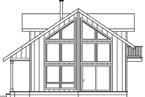 Exterior - Rear Elevation for Cabin House Plan #124-510 - 2 bed, 2 bath