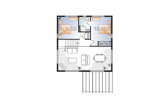 Floor Plan - Upper Floor for Contemporary House Plan #23-2631 - 2 bed, 2 bath