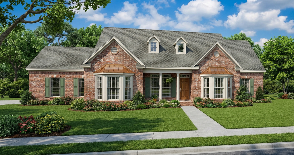 Exterior - Front Elevation 2 for European House Plan #17-218 - 3 bed, 4 bath