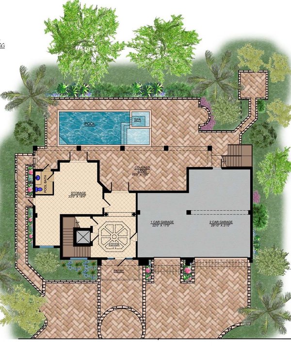 Mediterranean Floor Plan - Lower Floor Plan #548-30