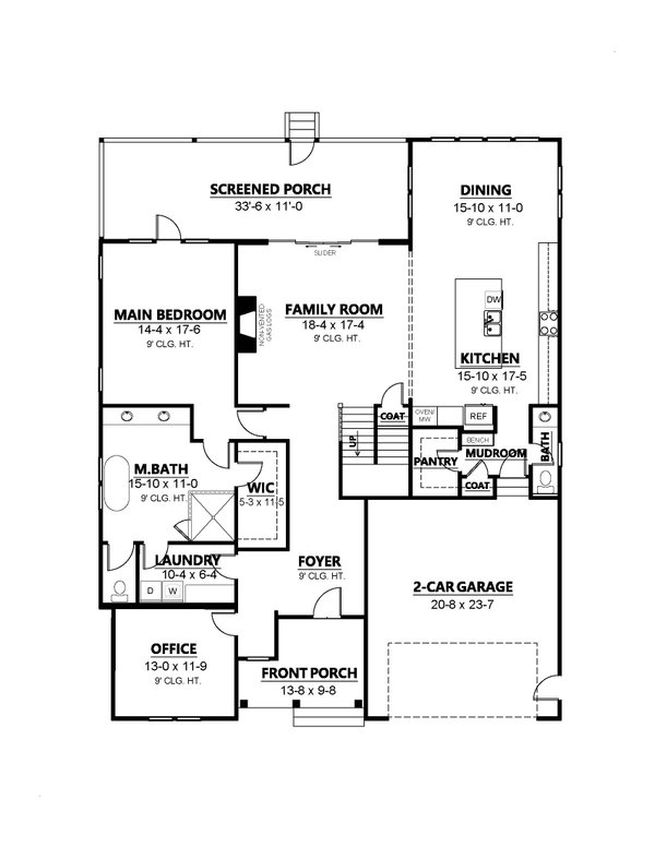 Country Floor Plan - Main Floor Plan #1080-5