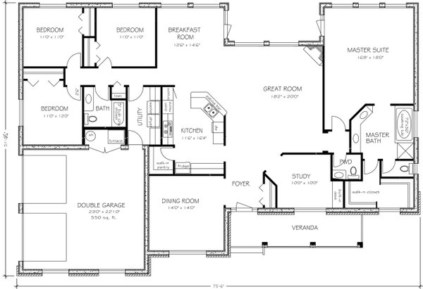 Country Floor Plan - Main Floor Plan #427-14