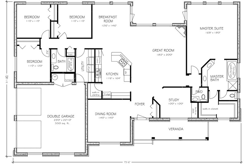 Country Style House Plan - 4 Beds 2.5 Baths 2437 Sq/Ft Plan #427-14 ...