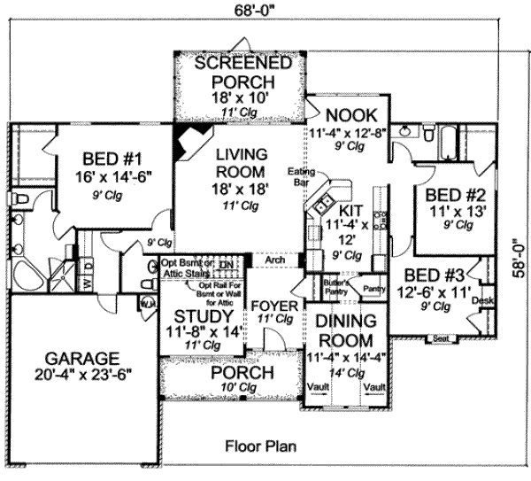 Home Plan - Traditional Floor Plan - Main Floor Plan #20-1835