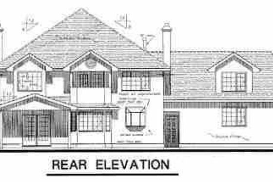 Exterior - Rear Elevation for European House Plan #18-221 - 5 bed, 5 bath