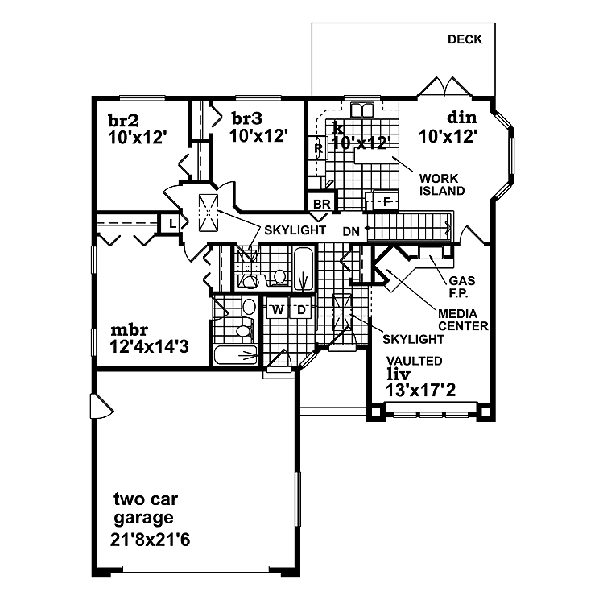 Floor Plan - Main Floor for Traditional House Plan #47-345 - 3 bed, 2 bath