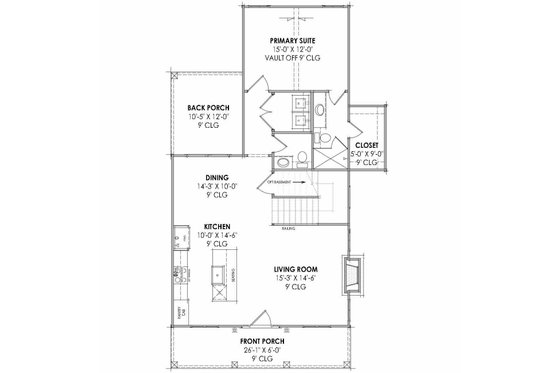Floor Plan - Main Floor for Farmhouse House Plan #1096-144 - 3 bed, 2.5 bath